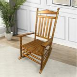 Outdoor Wood Porch Rocking Chair Oak Color Weather Resistant Finish
