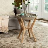 Safavieh Celeste Outdoor Modern Round End Table - Dark Grey/Natural