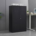 Metal Storage Cabinet with Doors and 3 Shelves 42-Inch Large Space Lockable Steel Garage Cabinet for Home Office Living Room Pantry Gym Commercial Storage-Black