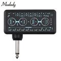 Muslady Multi-effects Guitar Headphone Amplifier Rechargeable Pocket Headphone Guitar Amp with 3.5mm Jack 10 Preamp Chorus Phaser Reverb Delay Tuner for Practice