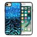 FINCIBO Soft Rubber Cover Case for Apple iPhone 7/8 4.7 (NOT FIT Apple iPhone 7 PLUS 2016 5.5 or Apple iPhone 8 PLUS 2017 5.5 ) Blue Glitter Sparkle With Black Blue Glitter Zebra