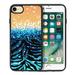 FINCIBO Soft Rubber Cover Case for Apple iPhone 7/8 4.7 (NOT FIT Apple iPhone 7 PLUS 2016 5.5 or Apple iPhone 8 PLUS 2017 5.5 ) Orange Glitter Sparkle With Black Blue Glitter Zebra