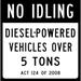 Vinyl Stickers - Bundle - Safety and Warning & Warehouse Signs Stickers - No Idling Diesel Vehicles Sign - 10 Pack (18 x 24 )