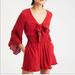 American Eagle Outfitters Pants & Jumpsuits | American Eagle Red Tie Front Bell Sleeve Romper Size Small | Color: Red | Size: S