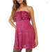 Free People Dresses | Free People Dress Frida Ruffled Sequined Berries Pink Sz 6 New Nwt N155 | Color: Pink | Size: 6