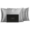 Fishers Finery 30mm 100% Pure Mulberry Silk Pillowcase 2 Pack, Good Housekeeping Quality Tested (Silver, Standard, 2 Pack)