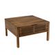 Table basse carrée 70x70cm en bois de manguier 2 tiroirs ajourés