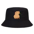 Chapeau de pêcheur à visière plate humoristique Capybara pour femmes et hommes Panama Harajuku