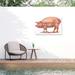 August Grove® Arrison RetroPlanet 'Pig Cut Out' Outdoor Canvas All-Weather Canvas, Wood in White | 30 H x 47 W x 1.5 D in | Wayfair