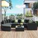 Latitude Run® 7 Piece Rattan Sectional Seating Group w/ Cushions Synthetic Wicker/All - Weather Wicker/Wicker/Rattan in Black | Outdoor Furniture | Wayfair