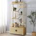 Bay Isle Home™ Keana Rattan Book Shelf w/ Storage Rack, 6 Shelf Bookcase w/ Cabinet, Display Shelves Wood in Brown | Wayfair