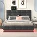 Brayden Studio® Ermengarda Storage Platform Bed w/ LED lights Upholstered/Faux leather in Black | 44 H x 60.6 W x 78.7 D in | Wayfair