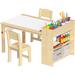 Harriet Bee kids Art Table & 2 Chairs, Wooden Drawing Desk, Activity & Crafts, Children's Furniture, 42x23 Wood in Brown | 21 H x 42 W in | Wayfair