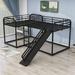 Abdulahad Quad Twin over Twin & Full over Full Bunk Bed by Isabelle & Max™ Metal in Black | 56 H x 77 W x 117 D in | Wayfair