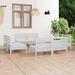 vidaXL 8 Piece Patio Lounge Set White Solid Pinewood - 25" x 25" x 24.6"