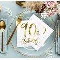 White & Gold 90Th Birthday Party Table Buffet Napkins X 20. Age 90 Napkins. White Themed Decorations