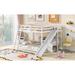Children Full Bunk Bed, with Ladder Slide and Cabinet, Minimalist Style