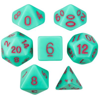 Set of 7 Dice - Mystic Matcha - Solid Green with R...