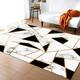 Luxury Black And White Marble Texture Area Rug Modern Geometric Golden Lines Indoor Rug With Anti-Slip Carpet For Living Room Bedroom Kitchen Home Office 2 x 3