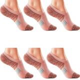 No Show Socks Womens Athletic Running Low Cut Cushioned Compression Socks 6-Pairs(L(39-42cm) Pink)