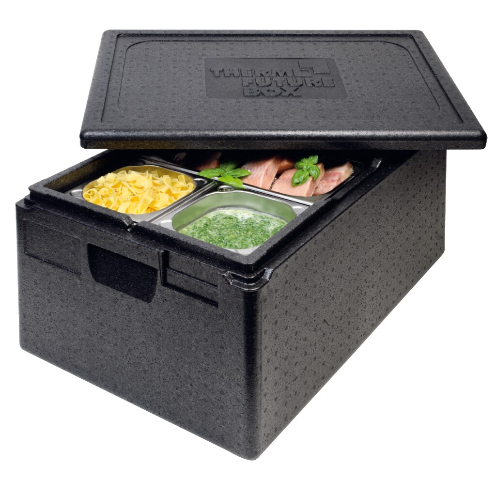 Thermo Future Box, GN 1/1 Premium, Isolierbox schwarz mit Deckel, 257 mm tief,46 Liter, robust, nachhaltig aus EPP Image