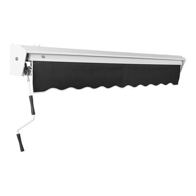Awntech Destin 12' Black Heavy-Duty Manual Retractable Patio Awning with Protective Hood