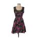 Angie Casual Dress - A-Line Scoop Neck Sleeveless: Black Floral Dresses - Women's Size Small