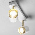 CGC Lighting ORIO White and Brushed Gold GU10 Adjustable Double Indoor Ceiling Wall Spot Light (White, Double Spot Light)