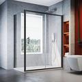 ELEGANT 1400 x 900 mm Black Sliding Shower Enclosure 6mm Glass Reversible Cubicle Door Screen Panel + Side Panel