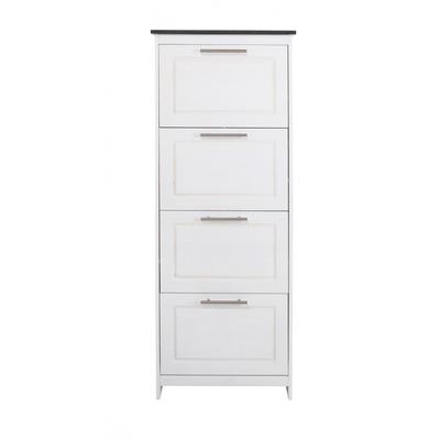 Schuhkipper HOME AFFAIRE "Lukas", weiß, B:60cm H:154cm T:19cm, FSC-zertifiziertes Massivholz, Sideboards, Aus massiver Kiefer, dekorative Fräsungen Image