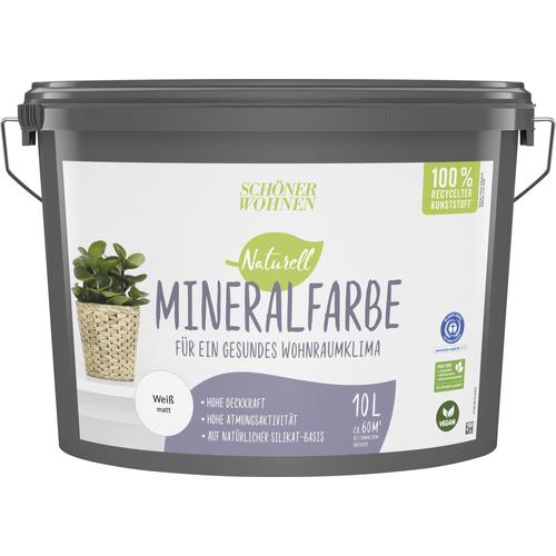 „SCHÖNER WOHNEN-FARBE Wand- und Deckenfarbe „“Naturell Mineralfarbe aus kontrollierten Rohstoffen““ Farben hochdeckende, atmungsaktive Dispersions-Silikat-Wandfarbe Gr. 10 l 10000 ml, weiß Wandfarbe“