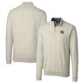 Men's Cutter & Buck Oatmeal Green Bay Packers Helmet Lakemont Tri-Blend Quarter-Zip Pullover Sweater