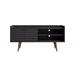 "Bogart 53.54"" Mid-Century Modern TV Stand in Black and Nature - Manhattan Comfort 257BMC8"