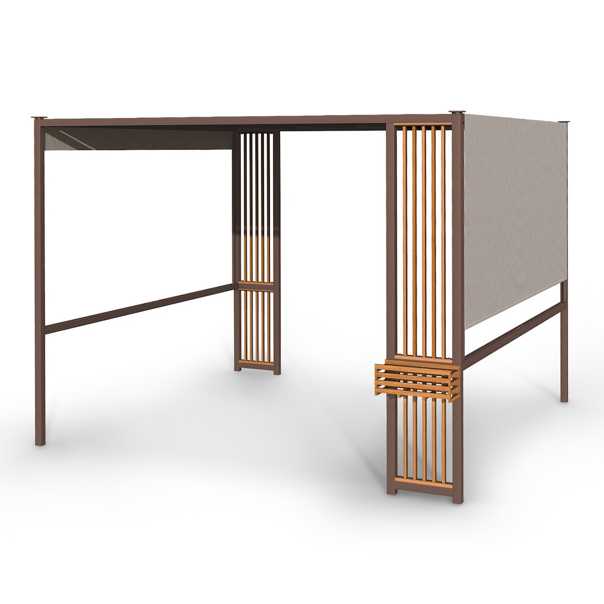 Blumfeldt Valence Gazebo 3x3 m UV50+ wasserabweisend LED-Solar-Beleuchtung Solar-Panel Dunkles Taupe Image