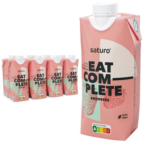 Saturo Trinknahrung Vegan Erdbeere| Astronautennahrung Mit Protein | Trinkmahlzeit Nährstoffen 8×330 ml