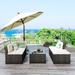 5-Piece Patio Rattan PE Wicker Furniture Corner Sofa Set, with 2 Sofa chairs, 1 Corner chair