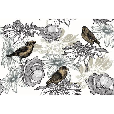 Birds with Roses Candila Removable Wallpaper - 24'' inch x 10'ft