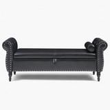 Wildon Home® Contrada Faux Leather Storage Bench Fur/Upholstered in Black/Brown | 24 H x 63 W x 22.1 D in | Wayfair