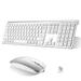 Rechargeable Wireless Keyboard Mouse UrbanX Slim Thin Low Profile Keyboard and Mouse Combo with Numeric Keypad Silent Keys for Lenovo Tab M7 - White