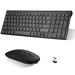 Rechargeable Wireless Keyboard Mouse UrbanX Slim Thin Low Profile Keyboard and Mouse Combo with Numeric Keypad Silent Keys for Dell Latitude E5520 Laptop - Black