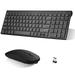 Rechargeable Wireless Keyboard Mouse UrbanX Slim Thin Low Profile Keyboard and Mouse Combo with Numeric Keypad Silent Keys for vivo X70 Pro+ - Black