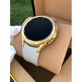 Custom 24k Gold Plated 46mm Samsung Galaxy Watch 4 with Silver Sport Band - Bluetooth Model