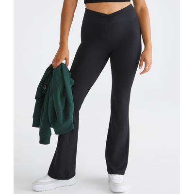 Aeropostale Womens' Flare Air Softspun High-Rise Cinch Waist Pants - Black - Size M - Nylon/Spandex