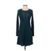 BCBGMAXAZRIA Casual Dress - Fit & Flare: Teal Chevron/Herringbone Dresses - Women's Size 2X-Small