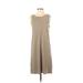 Excuse Me I Have To Go Be Awesome Casual Dress - Shift: Tan Solid Dresses - Women's Size Small