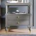 Solid Wood Nightstand - 2 Drawers, Gold Handles