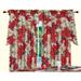 Violet Linen Decorative Christmas Poinsettia Floral 3pc Set 60" x 18" Valance, 30"x 36" Tiers, Decorative Window Kitchen Curtain