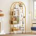 5-Tier Arched Bookshelf and Bookcase Gold Frame for Bedroom Living Room Office - 67"x31"