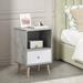 Natural Wooden Nightstand - Color-Matched Drawer Panels, Solid Wood Frame, Metal Feet, Modern Style