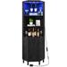 5 Tiers Corner Bar Cabinet Wine Rack Display Shelves with LED Lights and Glass Holder